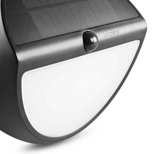 SOLARNA LAMPA ŚCIENNA LED Z CZUJNIKIEM RUCHU VIDEX 500Lm 5000K czarna
