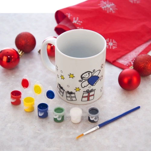 Kubek do malowania z farbkami porcelanowy choinka 350 ml