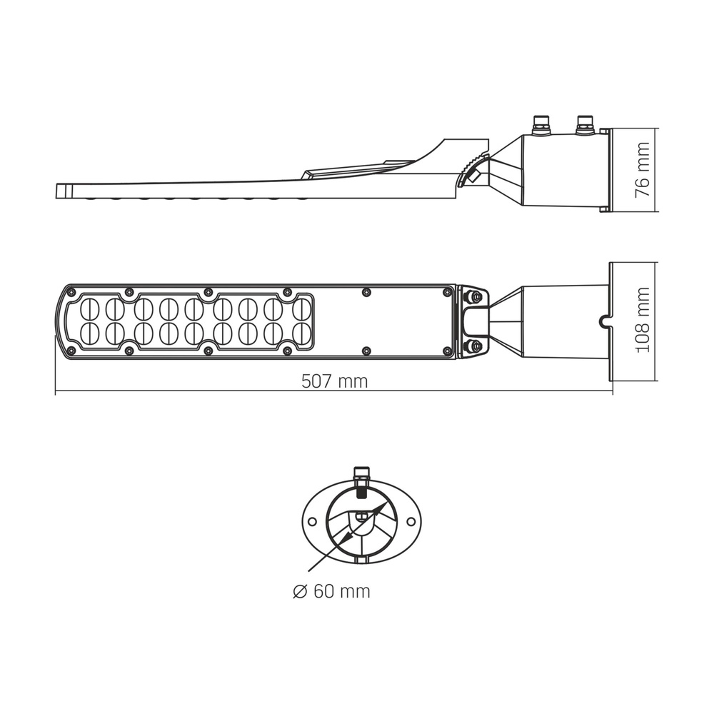 Lampa uliczna VIDEX LED IP65 50W 5000Lm 5000K AC 180-265V