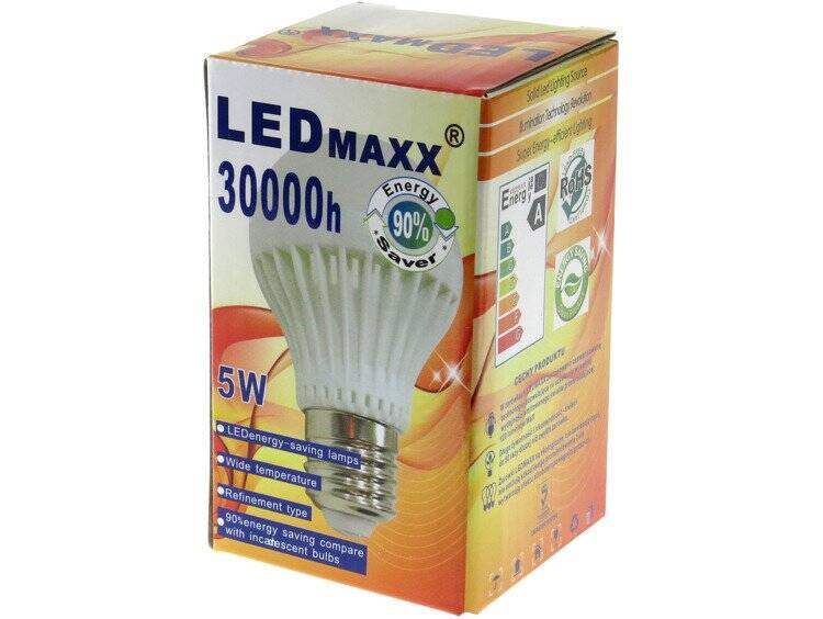 Żarówka LED E27 5W 500lm 2700–3200K Ciepła Biel 180° LEDmaxx
