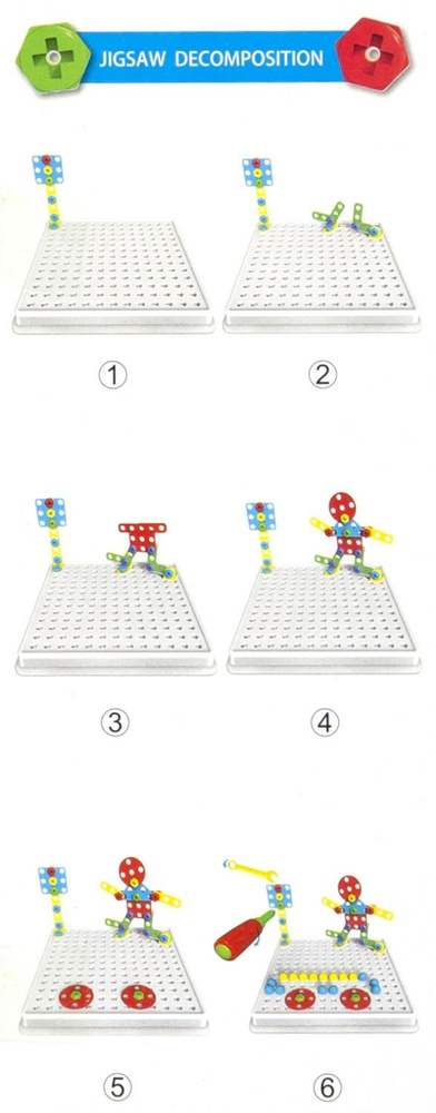 Puzzle konstrukcyjne w pudełku z narzędziami, 193 elementy