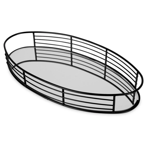 Taca lustrzana na świece czarna 35x18 cm