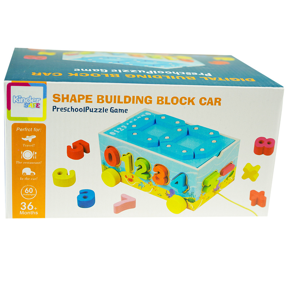 Drewniane auto samochód Sorter Figury klocki kolorowe edukacyjny