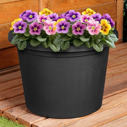 Doniczka ogrodowa plastikowa czarna okrągła 34 cm