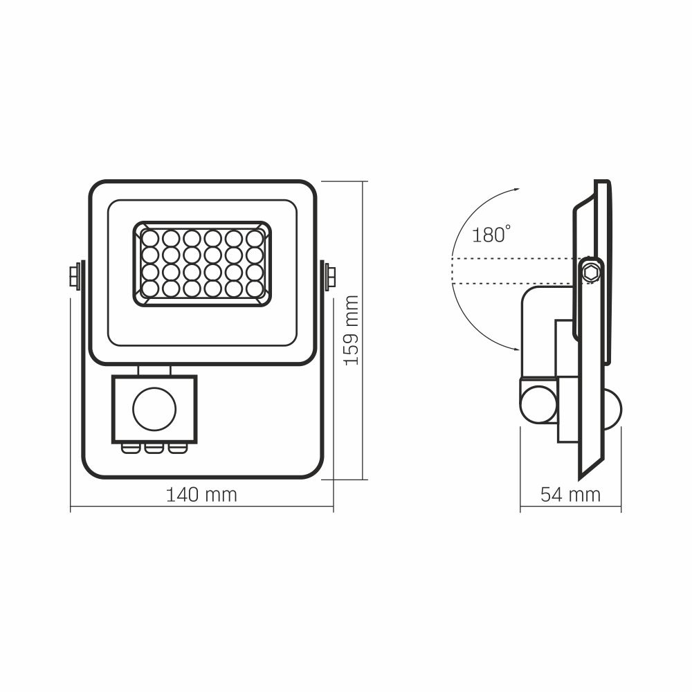 Naświetlacz Videx LED 20W 1800lm neutralna biel 5000K czujnik ruchu IP65