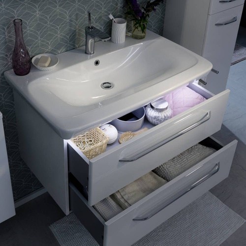 Szafka 80 cm z umywalką ceramiczną biały Milano Fackelmann