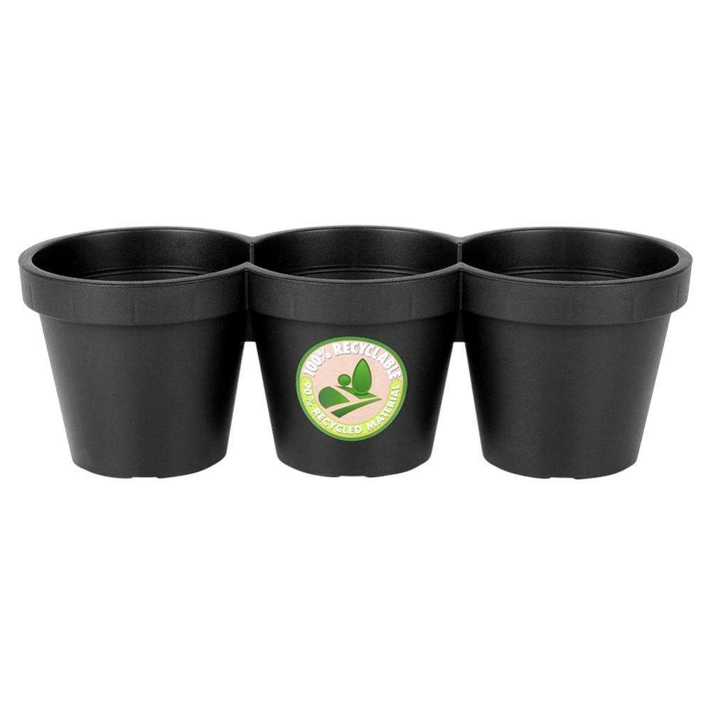 Doniczka ogrodowa plastikowa potrójna czarna 39,5 cm