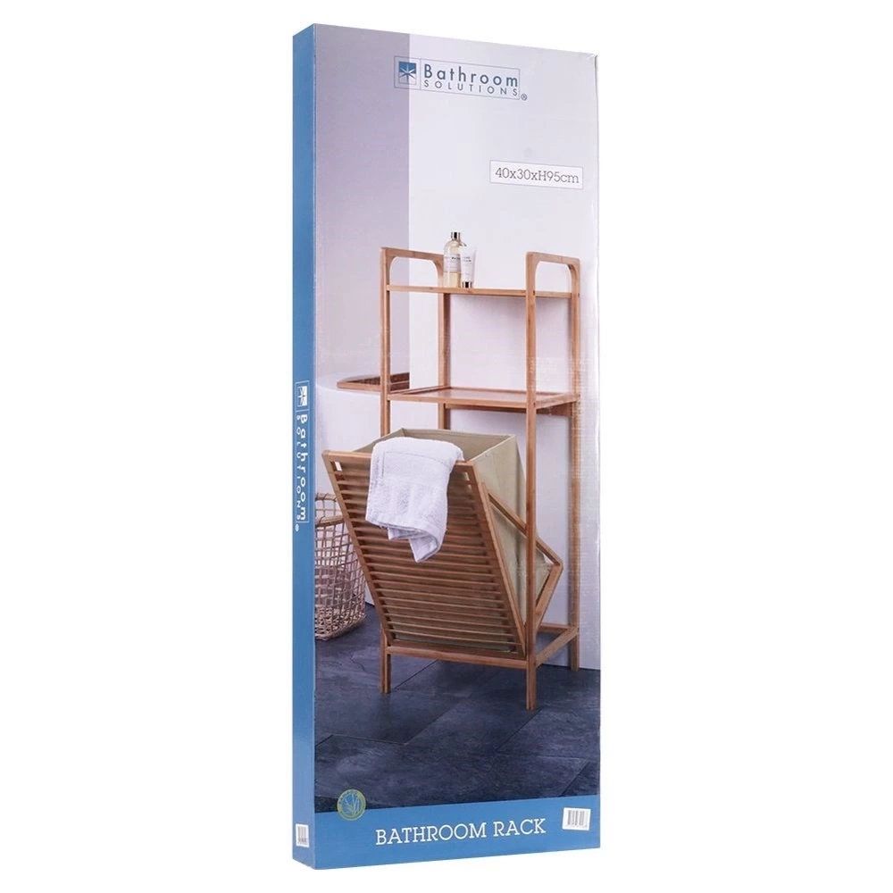 Regał łazienkowy z koszem na pranie bambusowy 39,5x30x49 cm