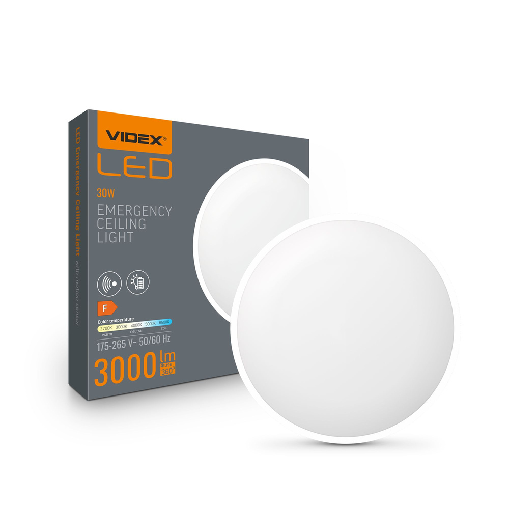 Lampa sufitowa awaryjna LED z czujnikiem ruchu VIDEX VL-CLR-EM300-2