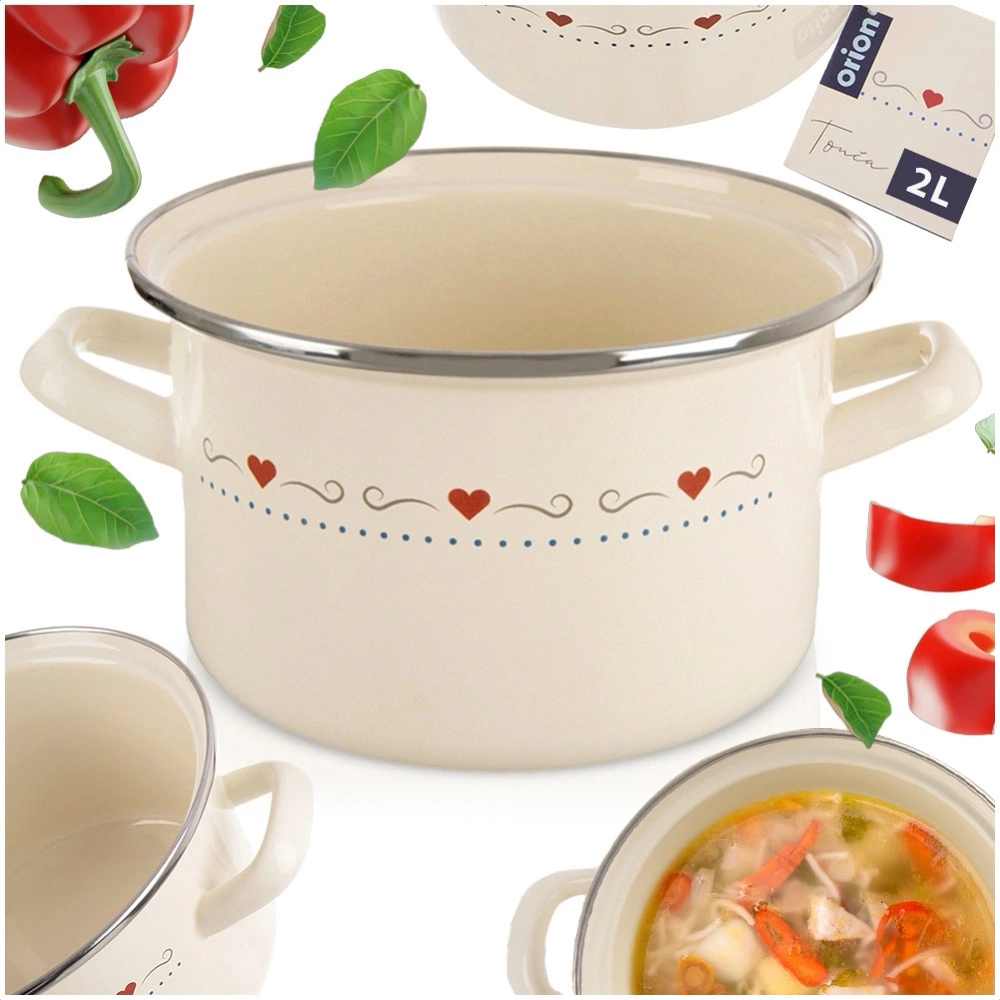Garnek emaliowany kremowy TONCA 18 cm, 2 l