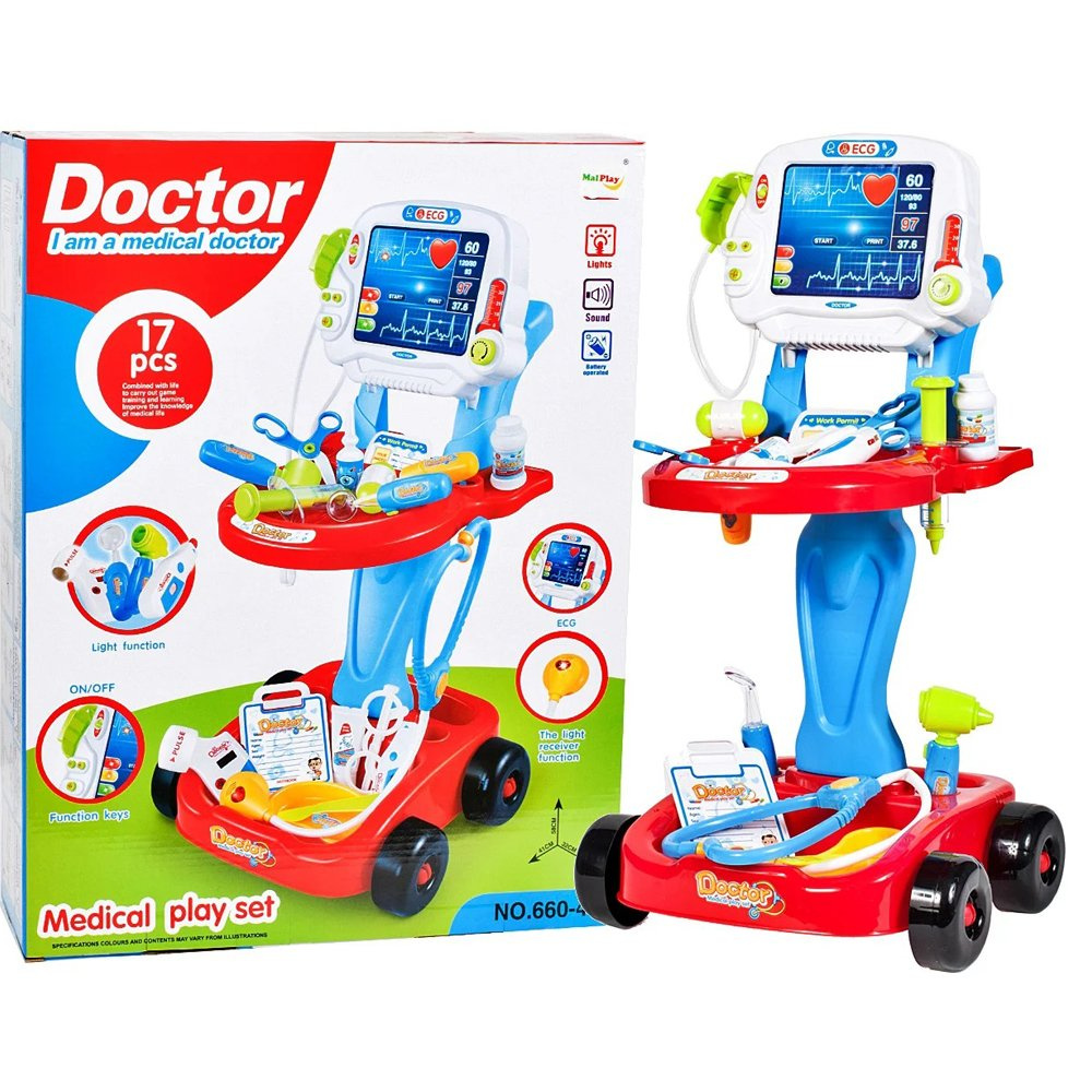 Duży Zestaw Doktor Mały Lekarz wózek lekarski