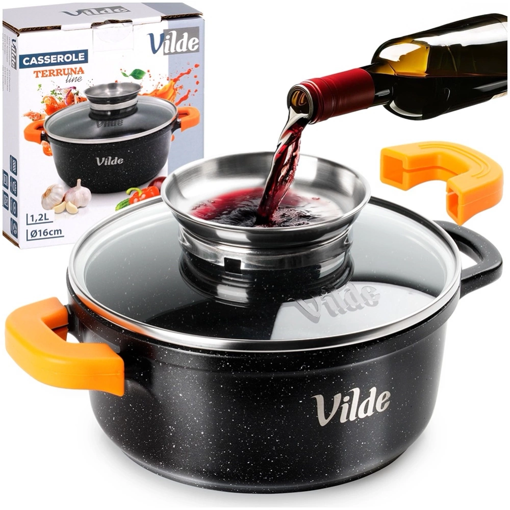 Garnek granitowy ze szklaną pokrywką TERRUNA AROMA 16 cm, 1,2 l