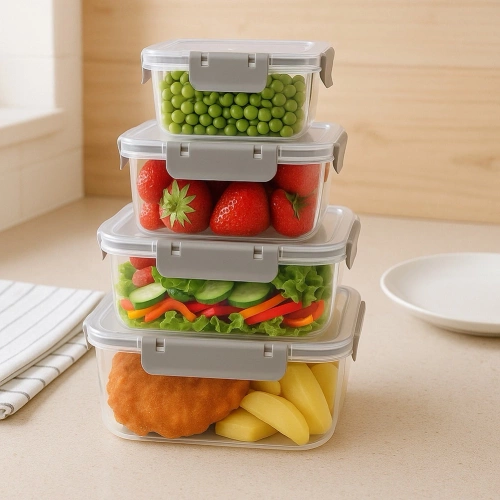 Pojemniki na żywność z pokrywką i uszczelką 4 szt.