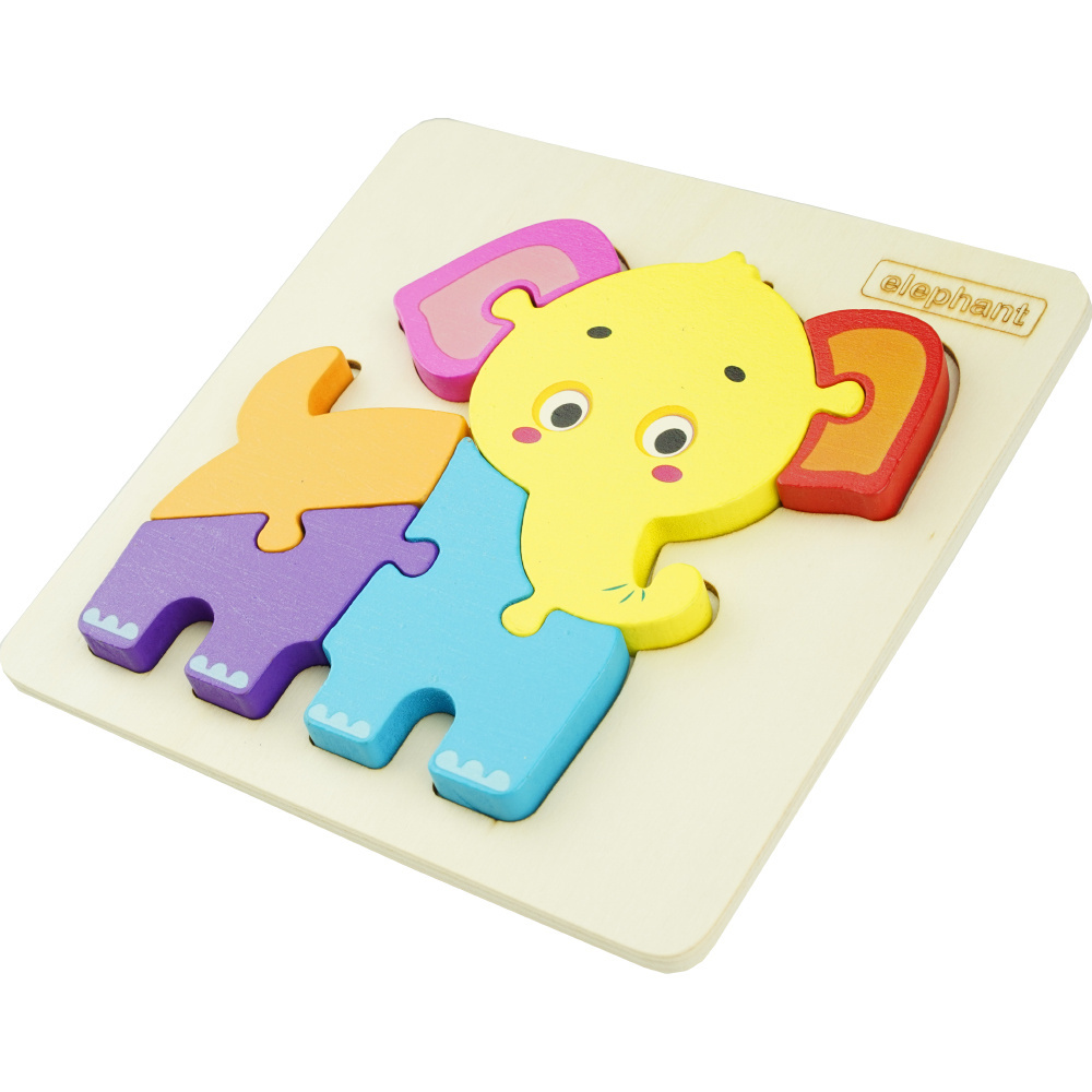 Drewniana kolorowa układanka puzzle Słoń HP 7532