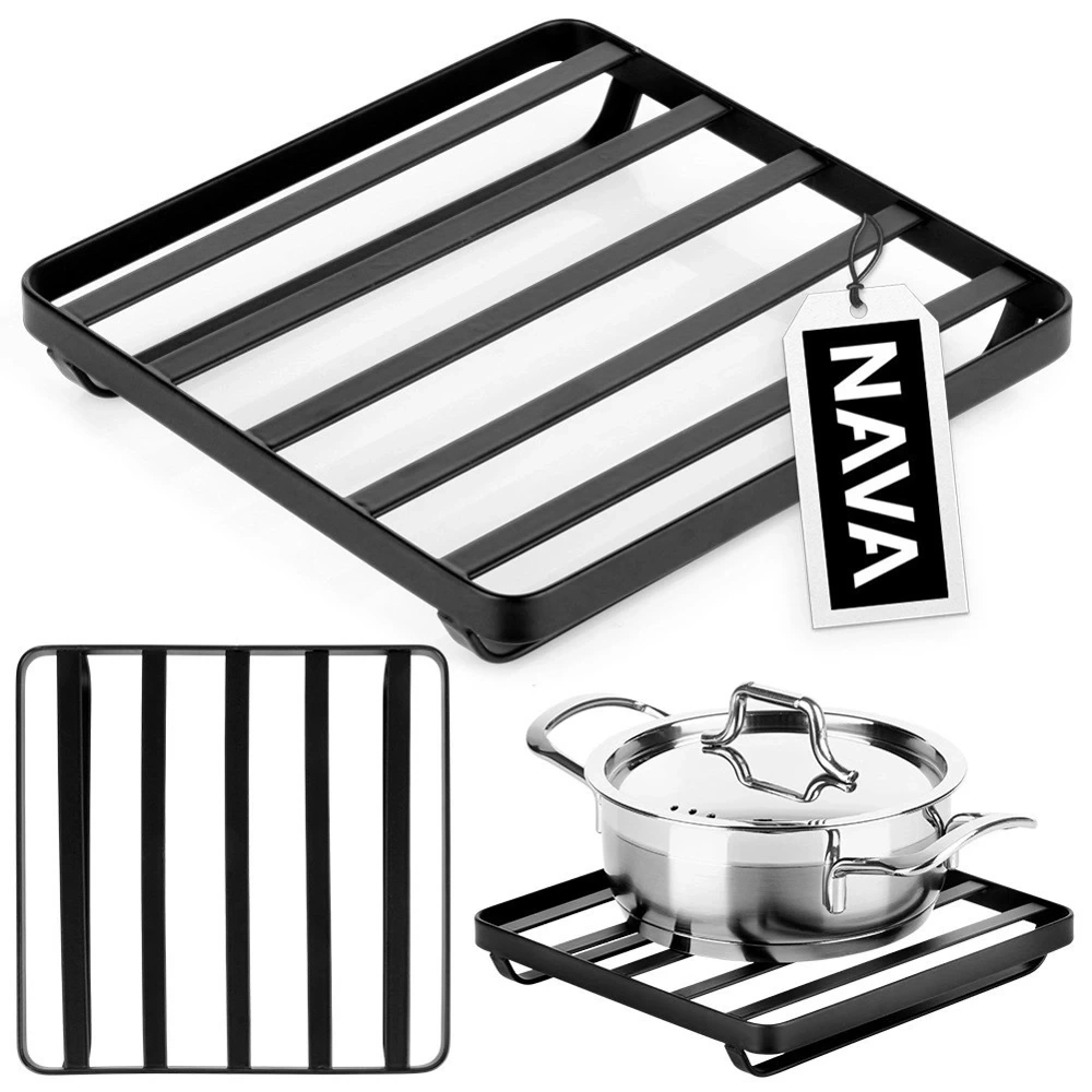 Podstawka pod garnek metalowa czarna MISTY 18x18 cm