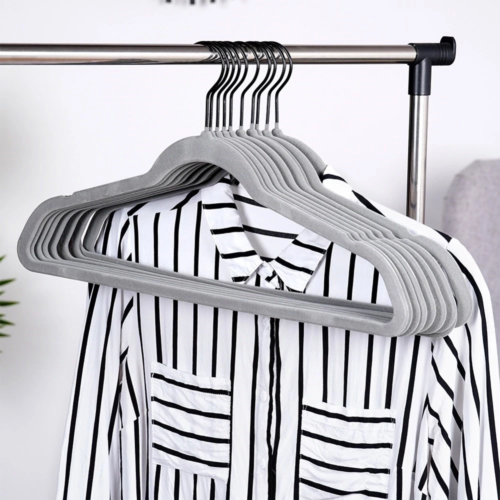 Wieszaki na ubrania welurowe szare obrotowe 45x24,5 cm 10 szt.