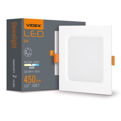 Panel Videx LED Oprawa Podtynkowa Wpuszczana 6W 620lm 4000K Neutralna Biała