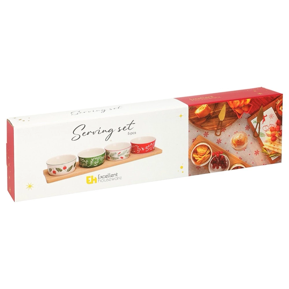 Miseczki na przekąski porcelanowe na tacy 5 el.