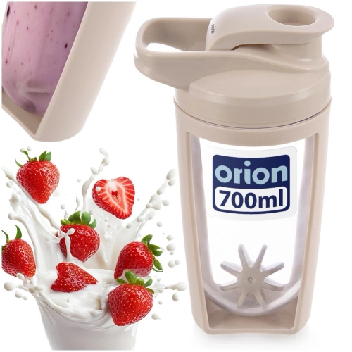 Shaker treningowy z kulką tritan beżowy szczelny 700 ml