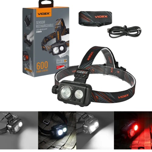 Czołówka LED VIDEX 600Lm 5000K z USB-C