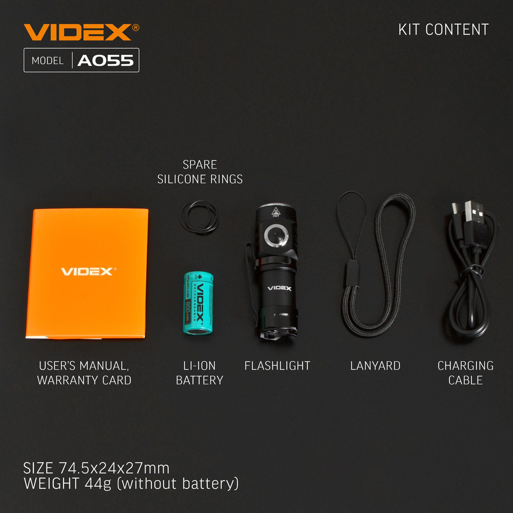 Latarka Videx 10W 600lm IP68 zimna biel 5700k kompaktowa 4 tryby zasięg115m