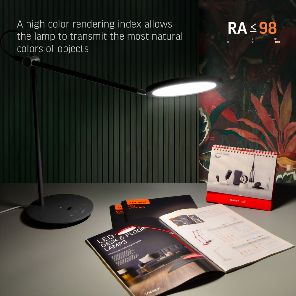 Lampa biurkowa LED ściemnialna VIDEX TF15B 20W 4100K czarna