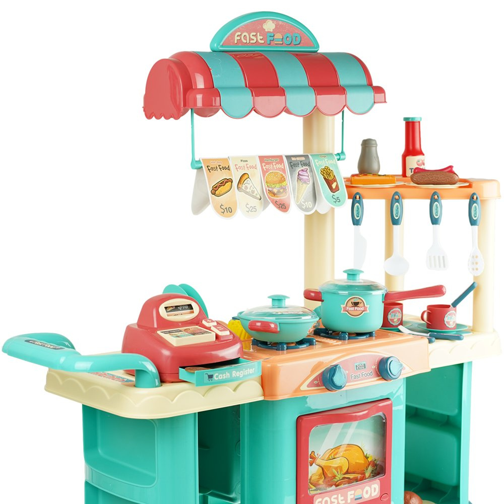 Duża kuchnia na kółkach kasa Fast Food+ Akcesoria dla dzieci