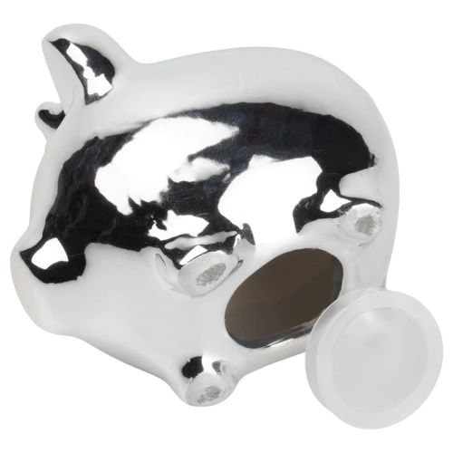 Skarbonka ceramiczna srebrna lustrzana 9,5x7x8,5 cm