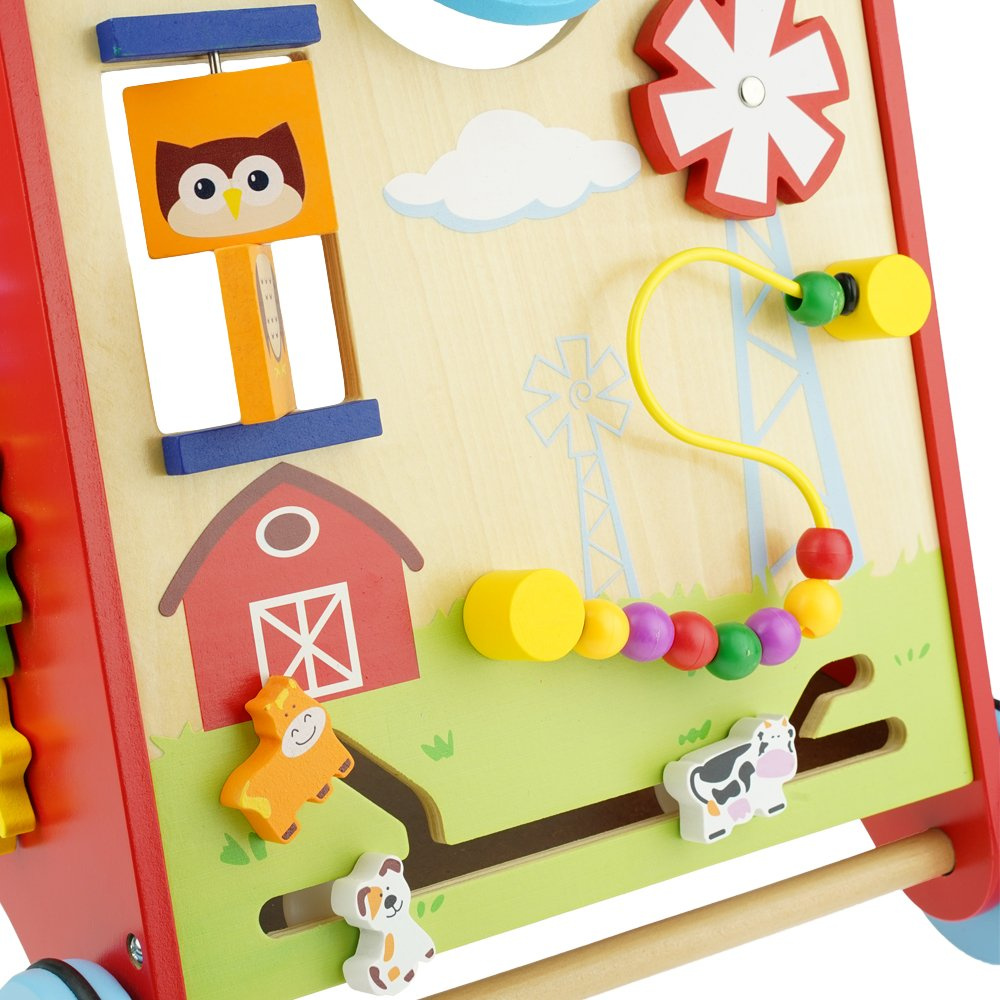 Pchacz chodzik drewniany edukacyjny sorter liczydło