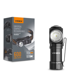 Latarka Videx 600lm IP68 LED 8 trybów zasięg 115m czołówka +PASEK NA GŁOWĘ