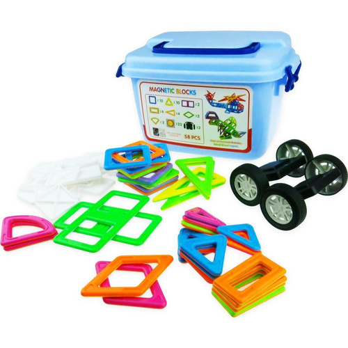 Klocki konstrukcyjne magnetyczne zestaw box 58 szt