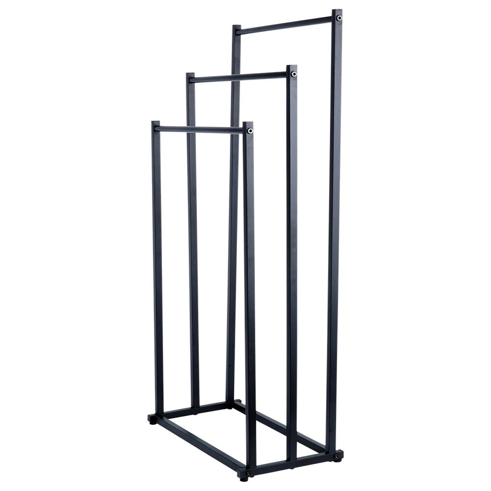 Wieszak na ręczniki stojący metalowy czarny