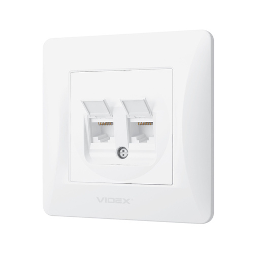 Podwójne gniazdo komputerowe CAT6+CAT6 białe VIDEX BINERA