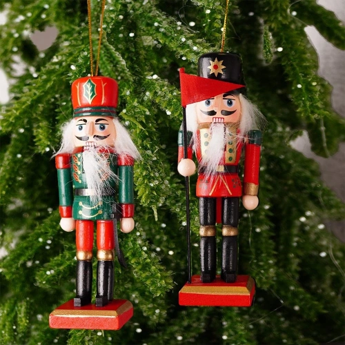 Ozdoby choinkowe drewniane dziadek do orzechów 12 cm 2 szt.