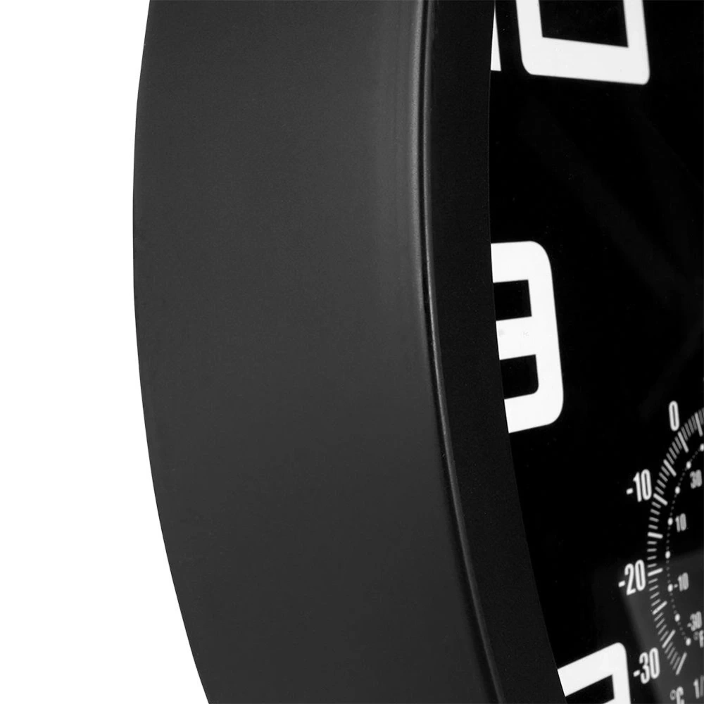 Zegar ścienny czarny z termometrem higrometrem 25 cm