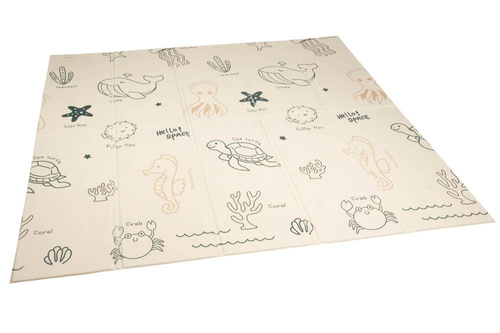 Dwustronna składana kolorowa edukacyjna piankowa mata dziecięca XXL 180x200 cm - słoniki