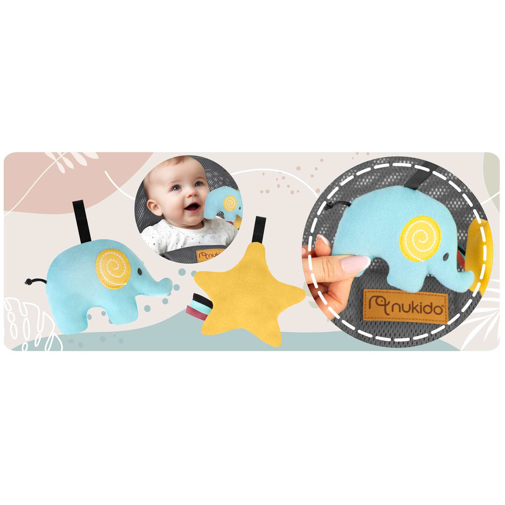 Leżaczek bujaczek z zabawkami - szary