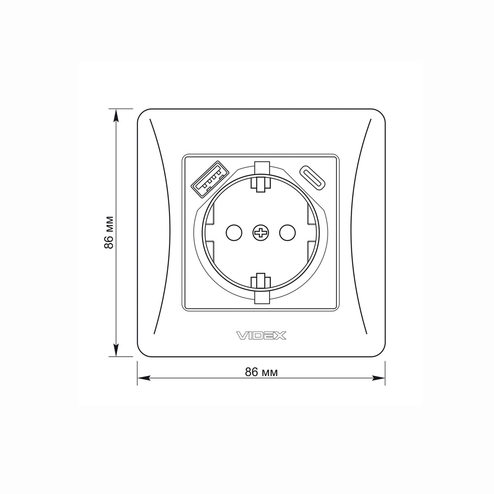 Gniazdo schuko Videx Binera 2.4A USB-A i USB-C białe