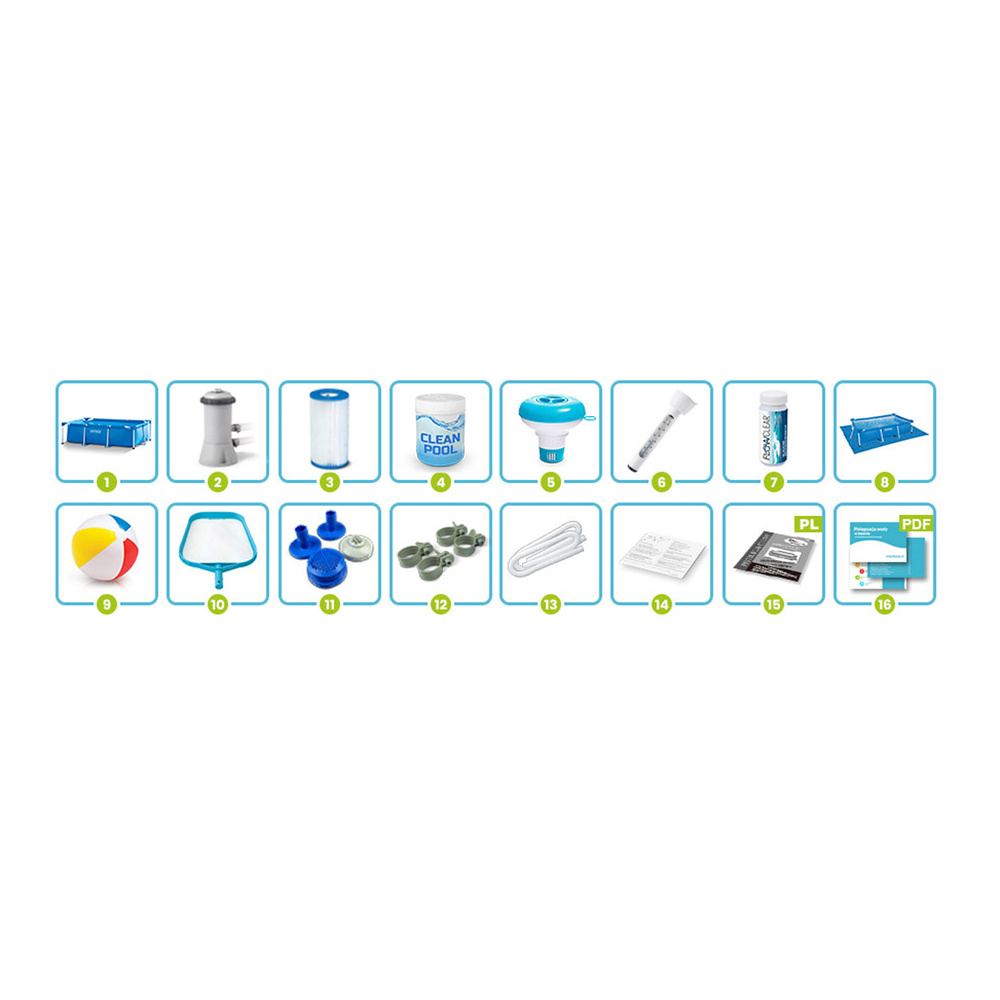 Basen ogrodowy stelażowy 220 x 150 x 60 cm zestaw 15w1 INTEX 28270