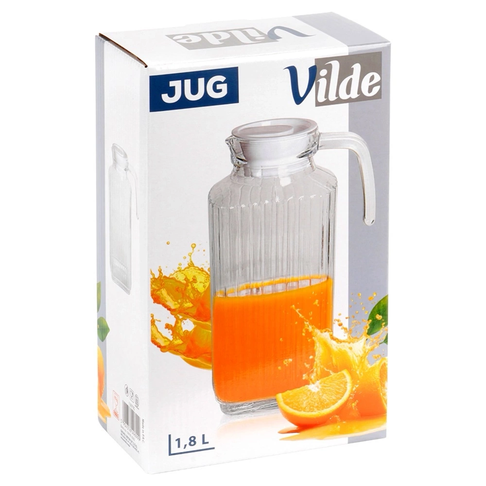 Dzbanek szklany z pokrywką wąski do lodówki 1,8 l