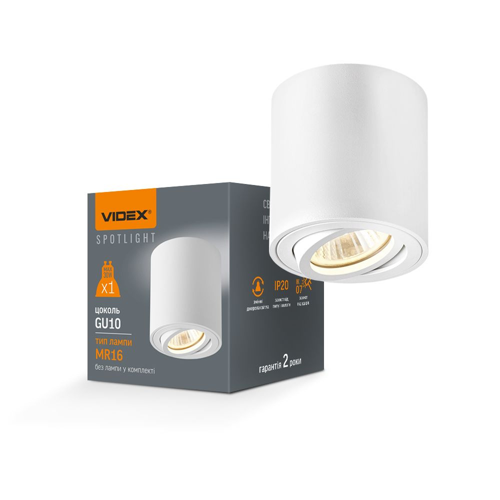 Oprawa Natynkowa Videx Halogenowa SPOT Lampa Sufitowa 1x GU10 Ruchoma Biała