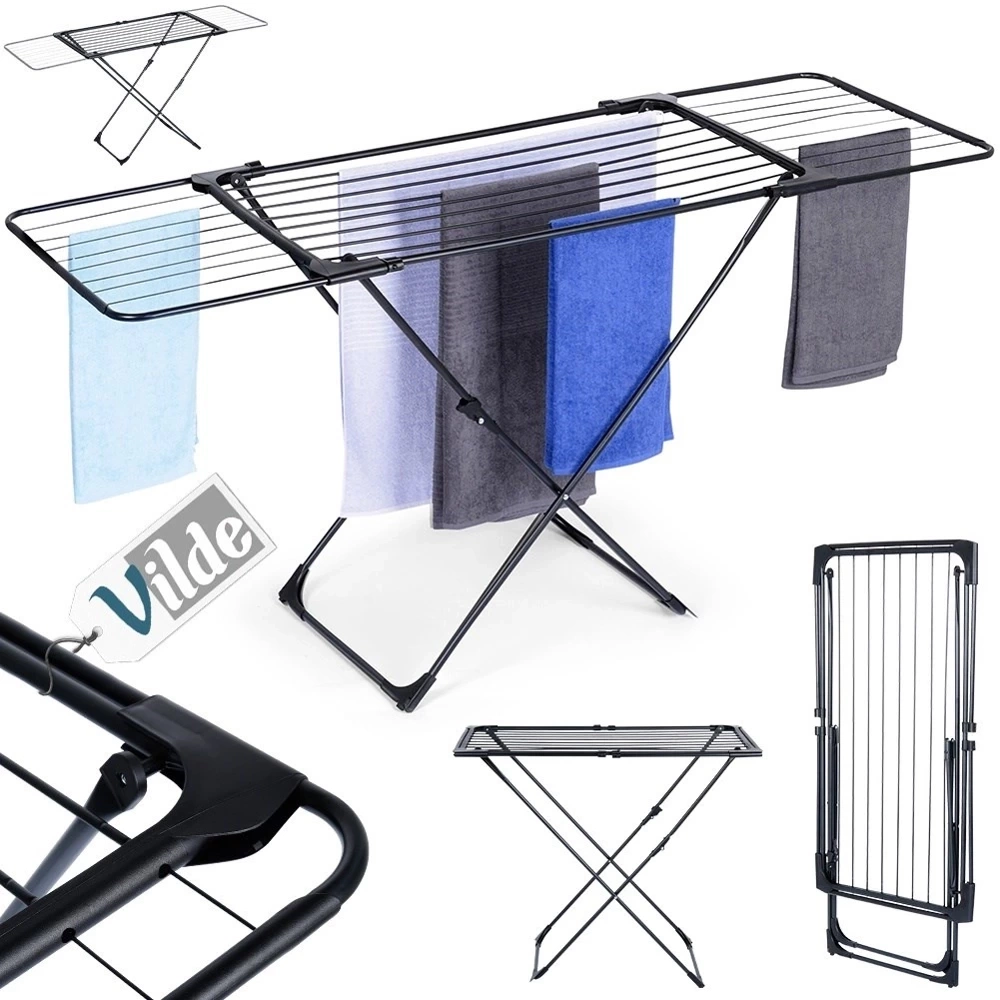 Suszarka na pranie metalowa czarna rozsuwana XXL 108-182 cm