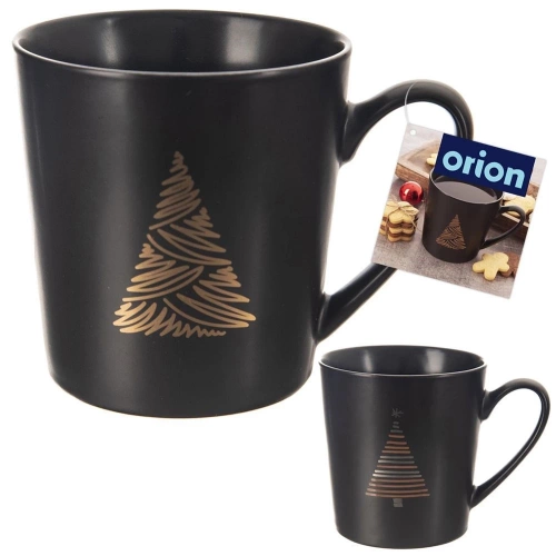 Kubek porcelanowy czarny choinka 500 ml
