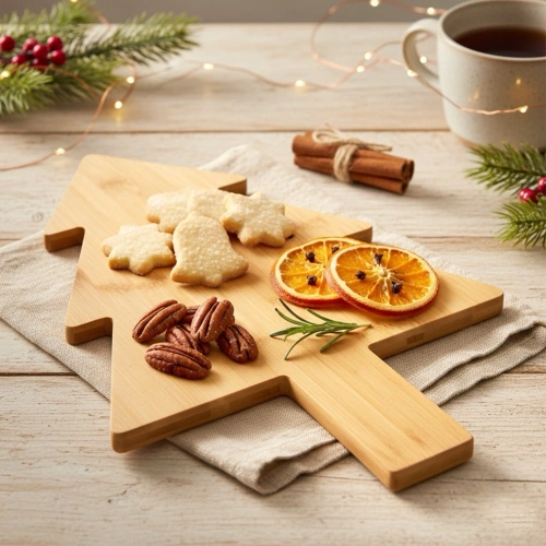 Deska do krojenia i serwowania bambusowa choinka 44,5x30 cm