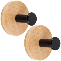 Haczyk wieszak samoprzylepny bambusowy metalowy czarny 5 cm 2 szt.