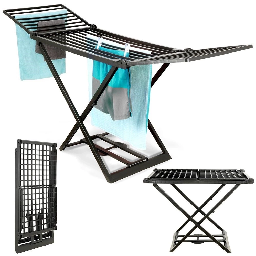 Suszarka na pranie czarna rozkładana XXL 200 cm