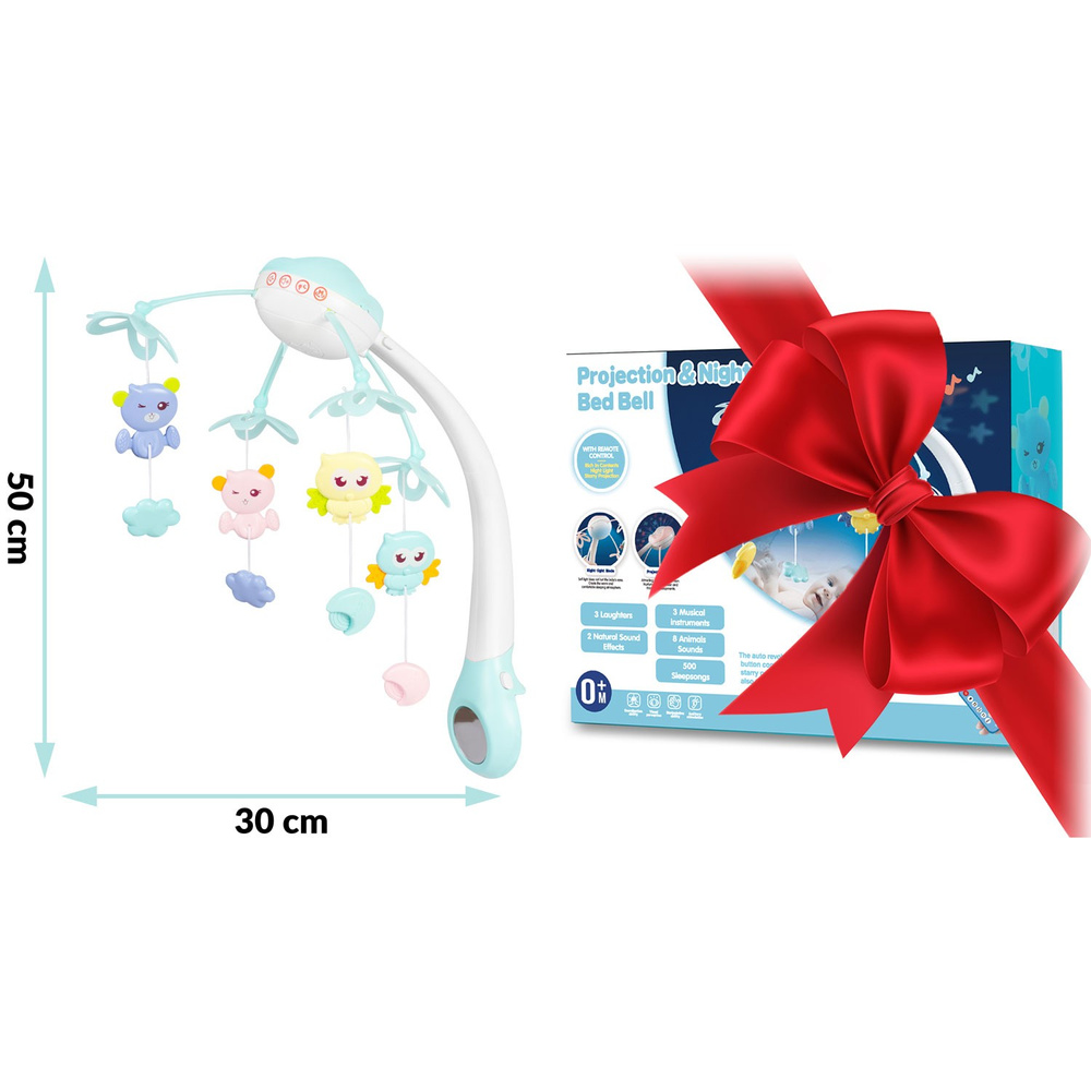 Karuzela do łóżeczka z projektorem  niebieska