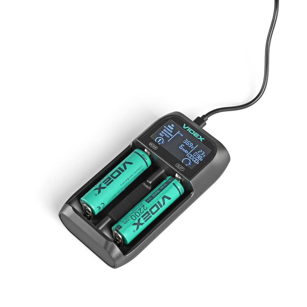 Inteligentna ładowarka akumulatorów VIDEX VCH-UT201 z wyświetlaczem LCD
