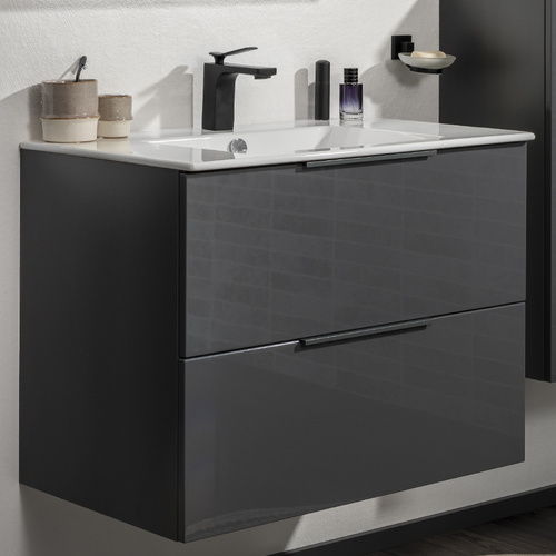 Szafka pod umywalkę antracyt 2 szuflady 80 cm Luna Fackelmann 87201