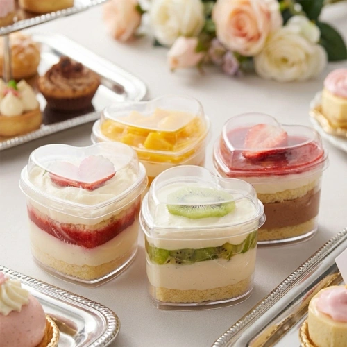 Pucharki na desery, przekąski z pokrywkami 130 ml 4 szt.